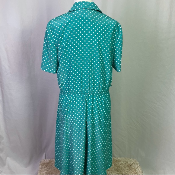 Vintage Leslie Fay Robin’s Egg Blue Dot Dress 8 - Picture 4 of 14